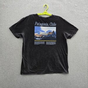 National Geographic Men Shirt XL Black Graphic Patagonia Chile Logo Short Sleeve